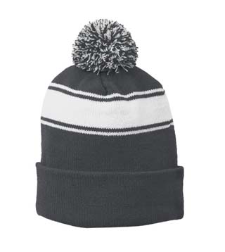 Stripe Pom Pom Beanie